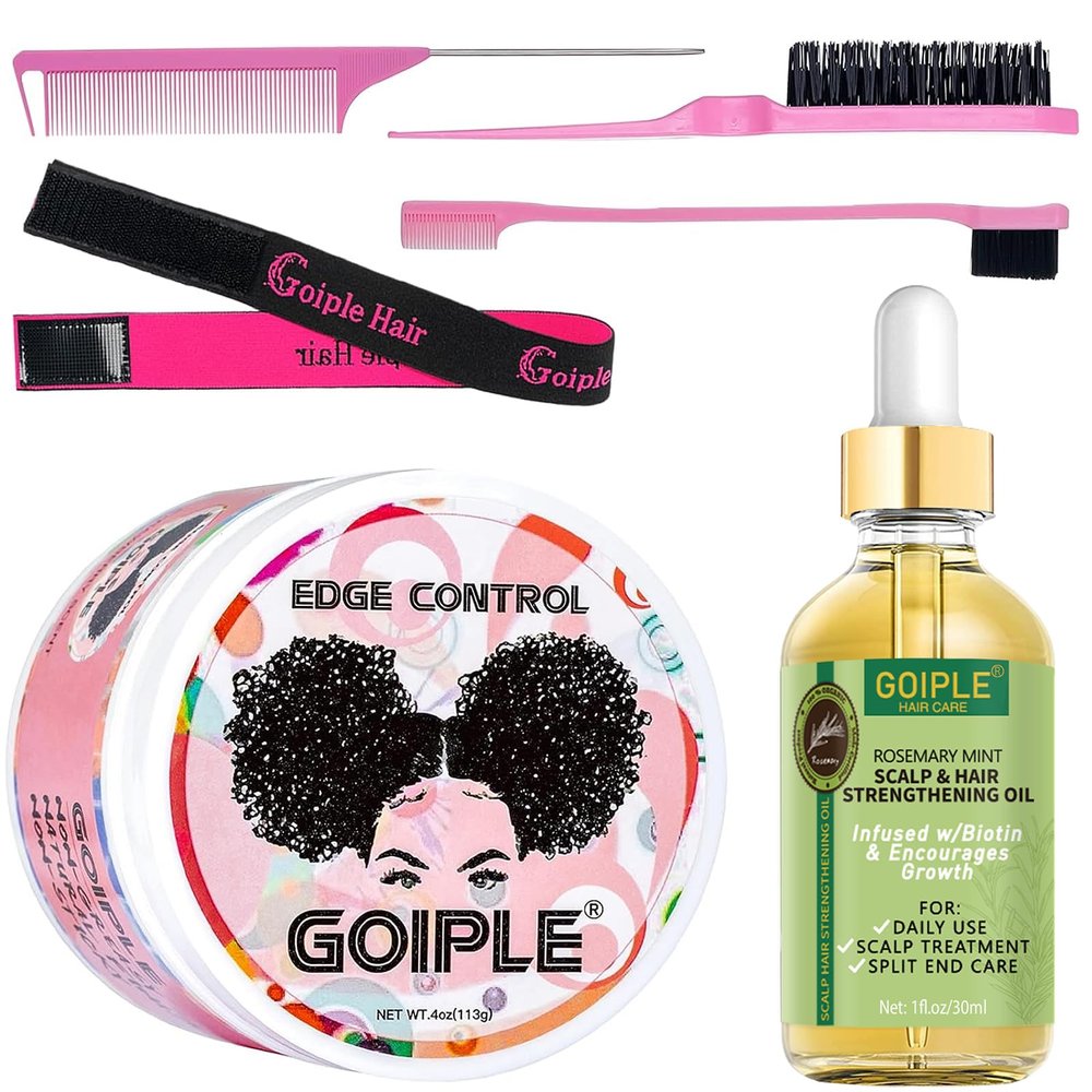 WOZUTUNT Edge Control Wax, Hair Styling Product, Strong Hold Non-greasy Edge Control Gel, Edge Wax, Rosemary Oil for Hair Growth, for Black Hair, Includes Edge Brush, 4 oz