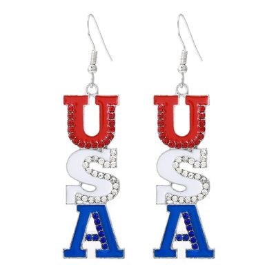 Aksod American Flag 4th of July Earrings Dangling Glitter Rhinestone Independence Day Dangle Earrings Sparkly Crystal Patriotic Earrings Jewelry for Women (Style B)