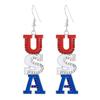 Aksod American Flag 4th of July Earrings Dangling Glitter Rhinestone Independence Day Dangle Earrings Sparkly Crystal Patriotic Earrings Jewelry for Women (Style B) view 1