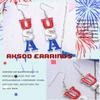 Aksod American Flag 4th of July Earrings Dangling Glitter Rhinestone Independence Day Dangle Earrings Sparkly Crystal Patriotic Earrings Jewelry for Women (Style B) view 3