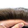 LYRICAL HAIR Hair Piece For Men Full French Lace Mens Toupee Wavy All Lace Human Hair Replacement Systems Bleach Knot Swiss lace Men Wig Hair System 7X9-120% density#310 Dark Brown with 10% Gray view 3
