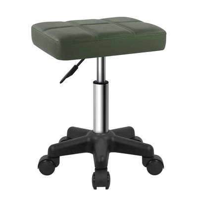 FURWOO Rectangle Rolling Stool with Wheels Height Adjustable Swivel Stool Chair for Spa Salon Massage Green