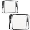 2Pcs Crystal Clear PVC Travel Toiletry Bag Kit for Women Men, Waterproof Vinyl Packing Organizer Storage Bags with Zipper Handle Straps, Cosmetic Pouch Carry on Airport Airline Compliant Bag Handbag view 1