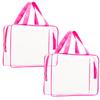 2Pcs Crystal Clear PVC Travel Toiletry Bag Kit for Women Men, Waterproof Vinyl Packing Organizer Storage Bags with Zipper Handle Straps, Cosmetic Pouch Carry on Airport Airline Compliant Bag Handbag view 1