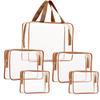 5Pcs Crystal Clear PVC Travel Toiletry Bag Kit for Women Men, Waterproof Vinyl Packing Organizer Storage Bags with Zipper Handle Straps, Cosmetic Pouch Carry on Airport Airline Compliant Bag Handbag view 1