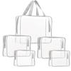 5Pcs Crystal Clear PVC Travel Toiletry Bag Kit for Women Men, Waterproof Vinyl Packing Organizer Storage Bags with Zipper Handle Straps, Cosmetic Pouch Carry on Airport Airline Compliant Bag Handbag view 1