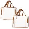 2Pcs Crystal Clear PVC Travel Toiletry Bag Kit for Women Men, Waterproof Vinyl Packing Organizer Storage Bags with Zipper Handle Straps, Cosmetic Pouch Carry on Airport Airline Compliant Bag Handbag view 1