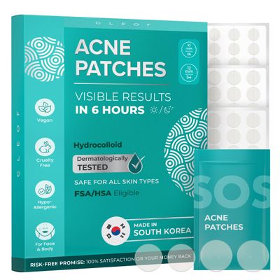 Hydrocolloid Pimple Patches (Made in Korea) FSA/HSA Eligible - Vegan, Hypoallergenic, Cruelty-Free Acne Circle Stickers for Overnight Use, for Zits, Spots, Pimples, Whiteheads (110 Count, Mixed Sizes)