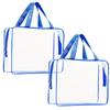 2Pcs Crystal Clear PVC Travel Toiletry Bag Kit for Women Men, Waterproof Vinyl Packing Organizer Storage Bags with Zipper Handle Straps, Cosmetic Pouch Carry on Airport Airline Compliant Bag Handbag view 1