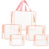 5Pcs Crystal Clear PVC Travel Toiletry Bag Kit for Women Men, Waterproof Vinyl Packing Organizer Storage Bags with Zipper Handle Straps, Cosmetic Pouch Carry on Airport Airline Compliant Bag Handbag view 1