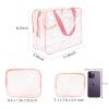 5Pcs Crystal Clear PVC Travel Toiletry Bag Kit for Women Men, Waterproof Vinyl Packing Organizer Storage Bags with Zipper Handle Straps, Cosmetic Pouch Carry on Airport Airline Compliant Bag Handbag view 4