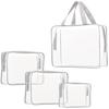 4Pcs Crystal Clear PVC Travel Toiletry Bag Kit for Women Men, Waterproof Vinyl Packing Organizer Storage Bags with Zipper Handle Straps, Cosmetic Pouch Carry on Airport Airline Compliant Bag Handbag view 1