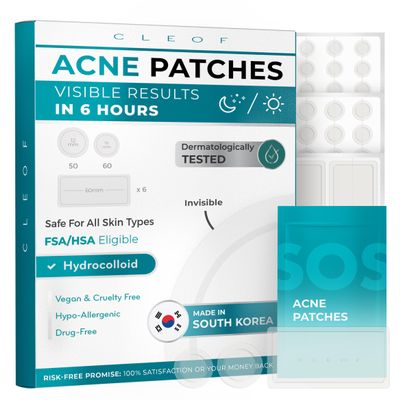 Hydrocolloid Pimple Patches (Made in Korea) FSA/HSA Eligible - Vegan, Hypoallergenic, Cruelty-Free Acne Circle Stickers for Overnight Use, for Zits, Spots, Pimples, Whiteheads (110 Count, Mixed Sizes)