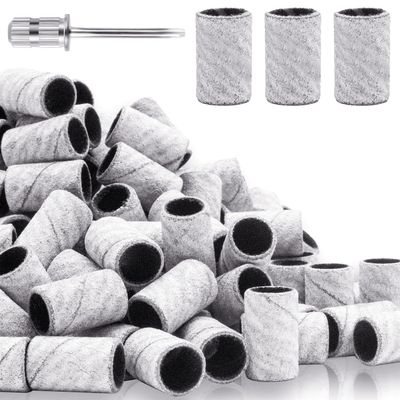 100Pcs Nail Sanding Bands for Nail Drill 240Grit, Fine Grit Nail Sanding Bands for Nail Drill with 3/32 Nail Sanding Bit for Natural Nail, Nail Drill Sanding Bands Set for Manicure & Pedicure