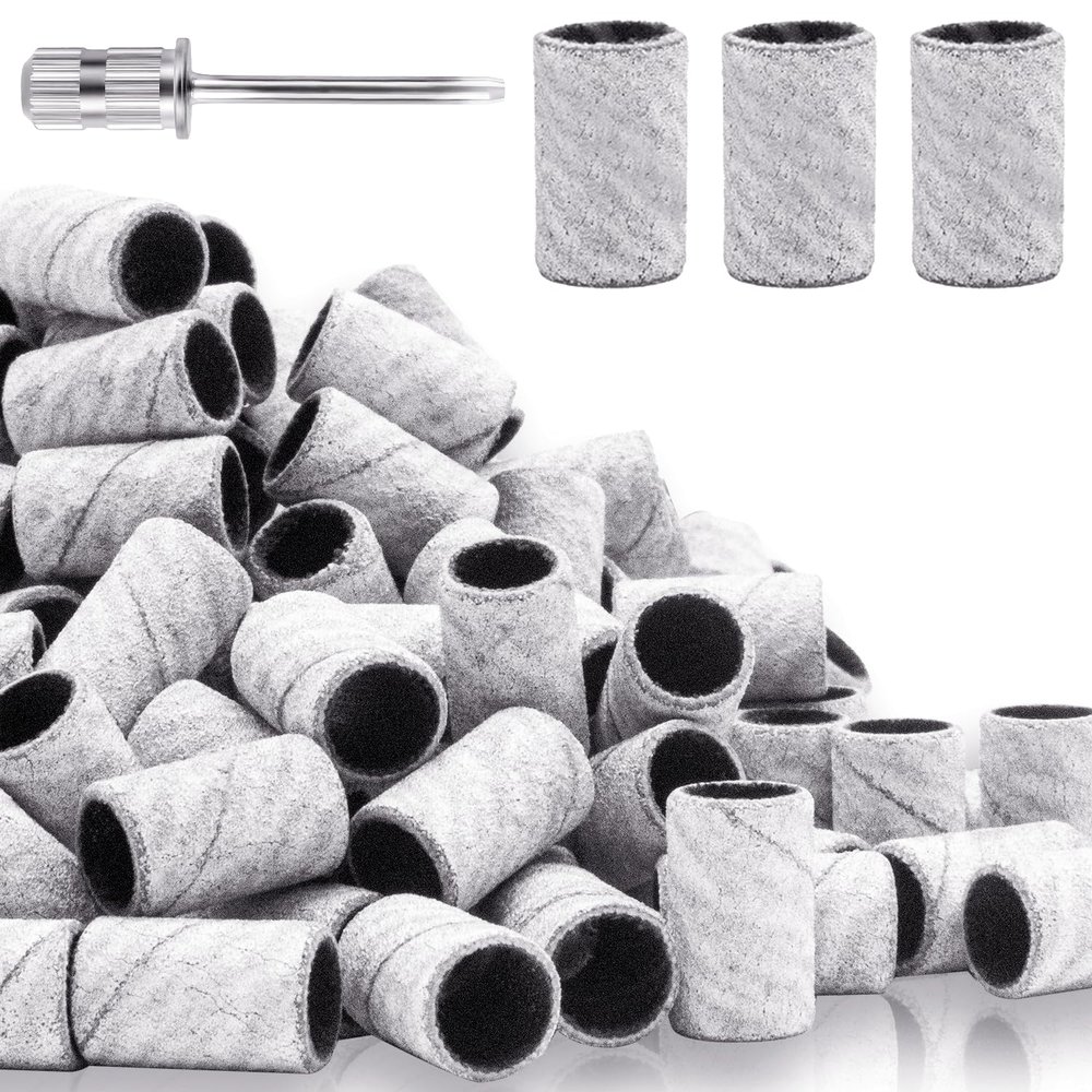 100Pcs Nail Sanding Bands for Nail Drill 240Grit, Fine Grit Nail Sanding Bands for Nail Drill with 3/32 Nail Sanding Bit for Natural Nail, Nail Drill Sanding Bands Set for Manicure & Pedicure