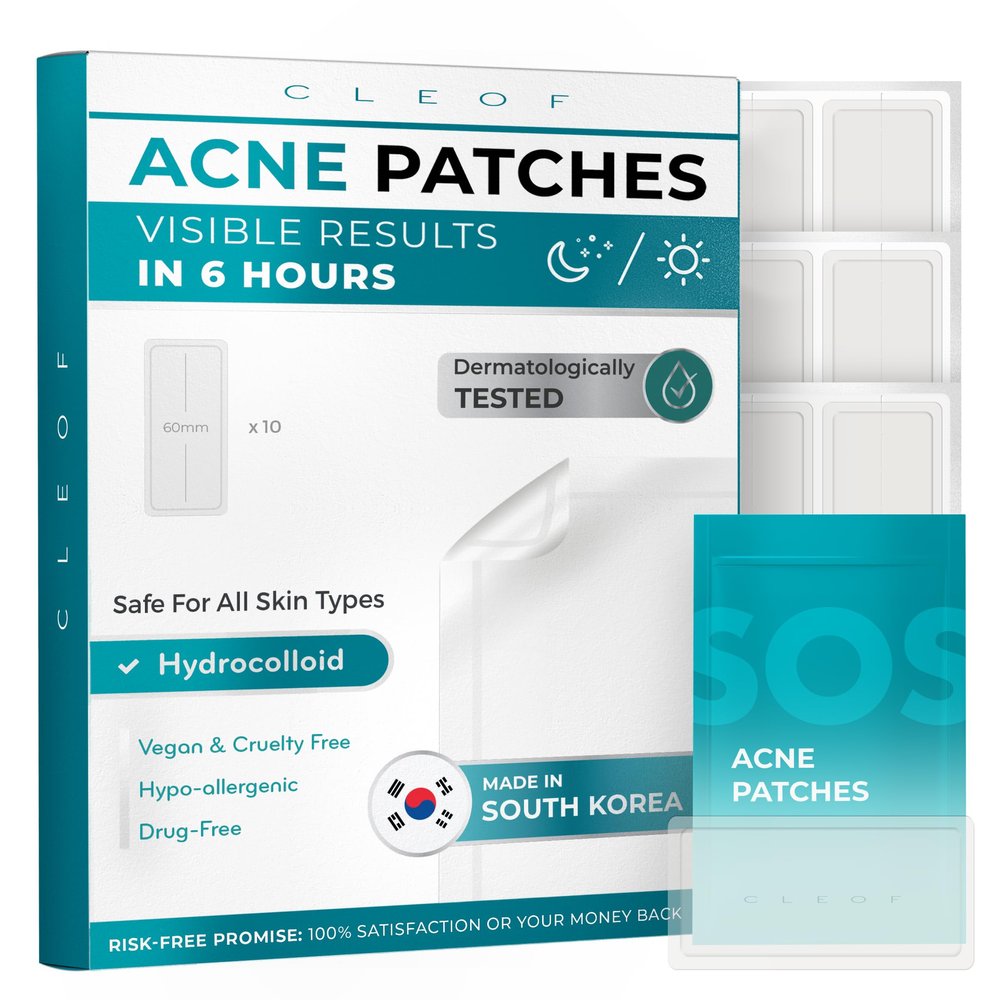 Hydrocolloid Pimple Patches (Made in Korea) FSA/HSA Eligible - Vegan, Hypoallergenic, Cruelty-Free Acne Circle Stickers for Overnight Use, for Zits, Spots, Pimples, Whiteheads (10 Count, XL)