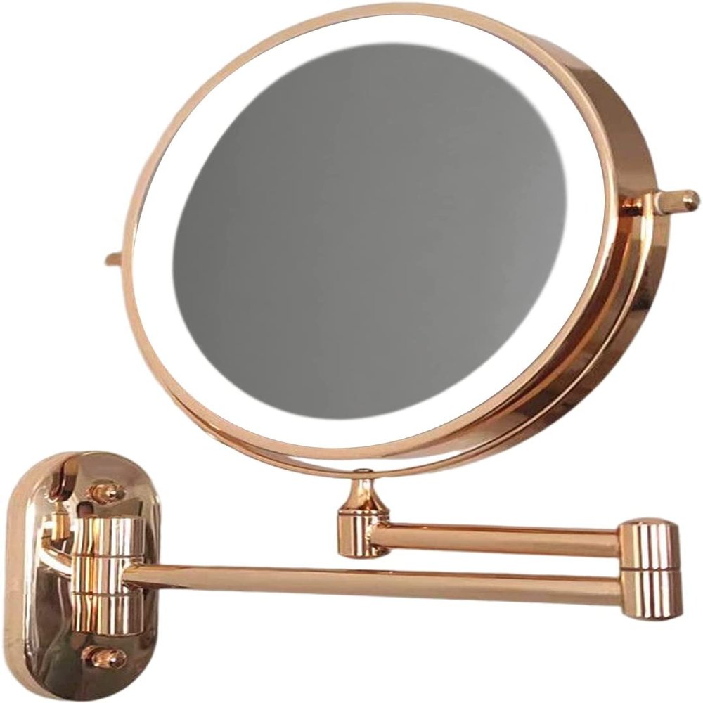 Wall Mounted Makeup Mirror with Light 3 Color Modes Vanity Mirror 8 Inch Round Magnifying Mirror Extendable Mirror Rose Gold Vanity Mirror with Touch Switch (Color : 20 3 Cm 5 Stck)