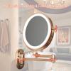 Wall Mounted Makeup Mirror with Light 3 Color Modes Vanity Mirror 8 Inch Round Magnifying Mirror Extendable Mirror Rose Gold Vanity Mirror with Touch Switch (Color : 20 3 Cm 5 Stck) view 3