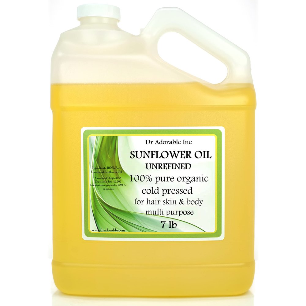 Dr Adorable - 7 lb - Sunflower Oil Unrefined - 100% Pure Natural Premium Organic Cold Pressed