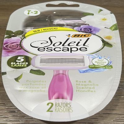 BIC Soleil Escape Women's Disposable Razors, 5 Blades Razor, 2 Razors For Women