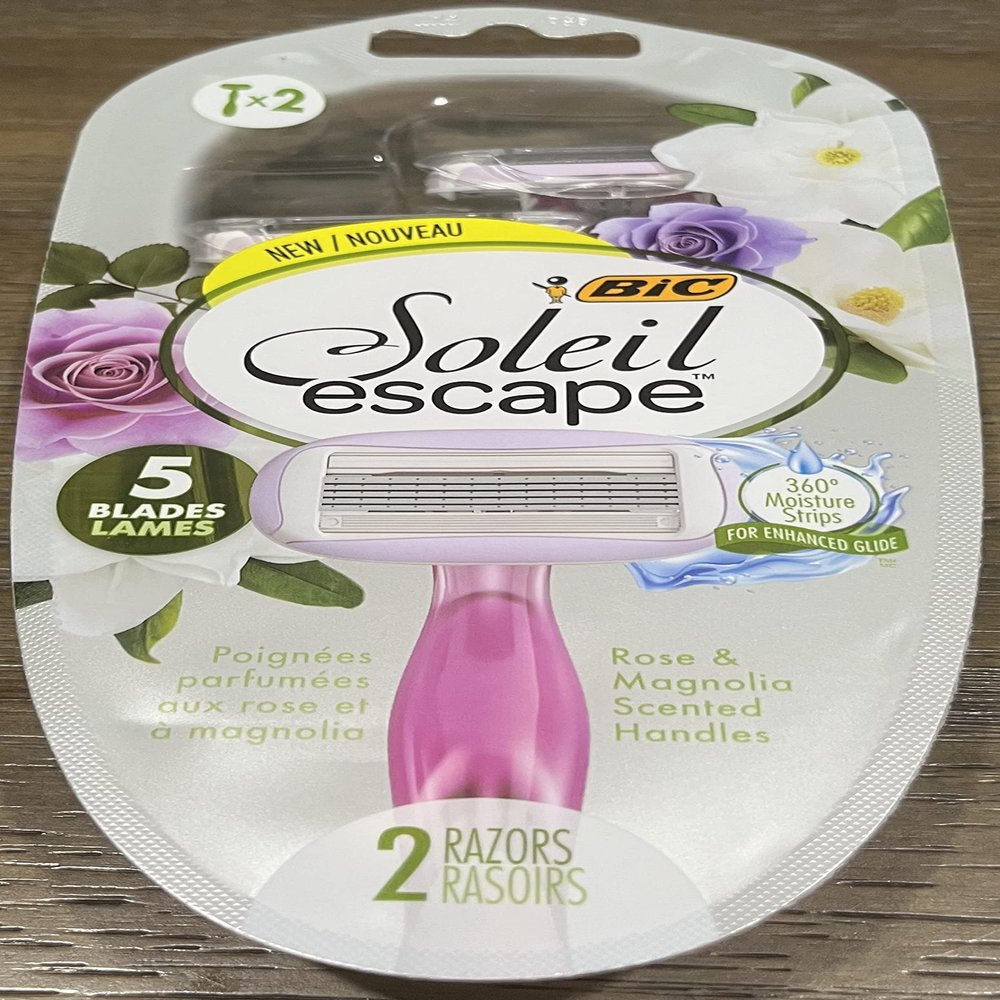 BIC Soleil Escape Women's Disposable Razors, 5 Blades Razor, 2 Razors For Women