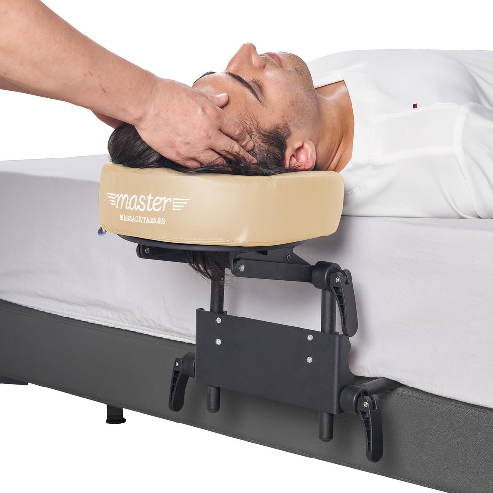 Adjustable Headrest Massage Kit for Home - Includes Face Pillow Cradle and Cushion Support Bracket for Sleeping Mattress Top Cream