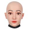 ZWSMS Realistic Female Head Mask Silicone Crossdresser Mask Hand-Made Face Soft Fake Face for Halloween Parties Transgender,Brown,Makeup view 1