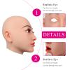ZWSMS Realistic Female Head Mask Silicone Crossdresser Mask Hand-Made Face Soft Fake Face for Halloween Parties Transgender,Brown,Makeup view 3