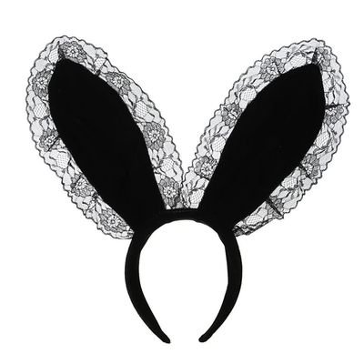 Sexy Lace Bunny Ears Headbands Black Plush Long Rabbit Ear Hair Hoop Cosplay Animal Costume Hair Accessories Halloween Christmas