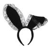 Sexy Lace Bunny Ears Headbands Black Plush Long Rabbit Ear Hair Hoop Cosplay Animal Costume Hair Accessories Halloween Christmas view 2