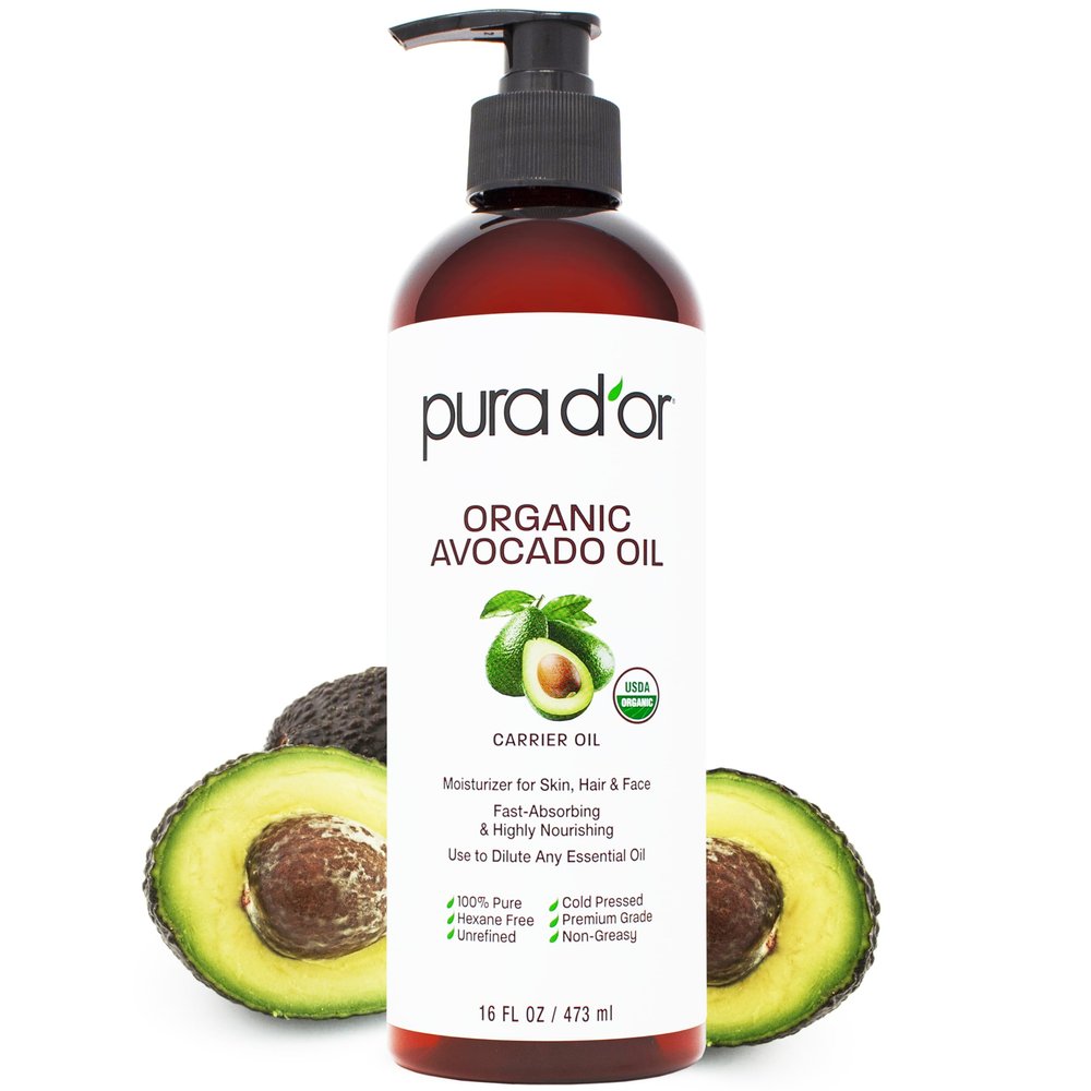 PURA D'OR 16 Oz ORGANIC Avocado Oil - 100% Pure & Natural USDA Certified Cold Pressed Carrier Oil For DIY Beauty, Non-Greasy, Unscented, Hexane Free Liquid Moisturizer - Face Skin & Hair - Men & Women