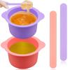 2Pcs Silicone Wax Warmer Liner, Silicone Wax Bowl for Wax Warmer, Non-Stick Wax Melt Warmer Wax Pot Replacement, Reusable Wax Melt Liner with 2 Pcs Wax Spatula Sticks for Hair Removal (Purple, Pink) view 1