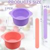 2Pcs Silicone Wax Warmer Liner, Silicone Wax Bowl for Wax Warmer, Non-Stick Wax Melt Warmer Wax Pot Replacement, Reusable Wax Melt Liner with 2 Pcs Wax Spatula Sticks for Hair Removal (Purple, Pink) view 2