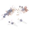 4Pcs Crystal Bride Hair Comb Handmade Wedding Hairpin Pearl Floral Leaf Hair Accessories for Women Wedding (Gold,Light Blue) view 1
