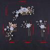 4Pcs Crystal Bride Hair Comb Handmade Wedding Hairpin Pearl Floral Leaf Hair Accessories for Women Wedding (Gold,Light Blue) view 3