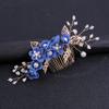4Pcs Crystal Bride Hair Comb Handmade Wedding Hairpin Pearl Floral Leaf Hair Accessories for Women Wedding (Gold,Navy) view 4