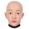 ZWSMS Realistic Female Head Mask Silicone Crossdresser Mask Hand-Made Face Soft Fake Face for Halloween Parties Transgender,Ivory,Basic view 1