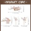 4Pcs Bridal Hair Combs Handmade Flower Leaf Wedding Hair Pins Accessories Crystal Headpiece Pearl for Brides Bridesmaids Women Girls (Gold) view 2