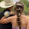 4Pcs Bridal Hair Combs Handmade Flower Leaf Wedding Hair Pins Accessories Crystal Headpiece Pearl for Brides Bridesmaids Women Girls (Gold) view 3