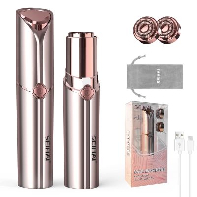 Facial Hair Removal for Women, Hair Removal Device, SEIHAI Rechargeable Hair Remover for Women, Facial Hair Remover for Face, Upper Lip, Chin, Included 2 x Replacement Heads