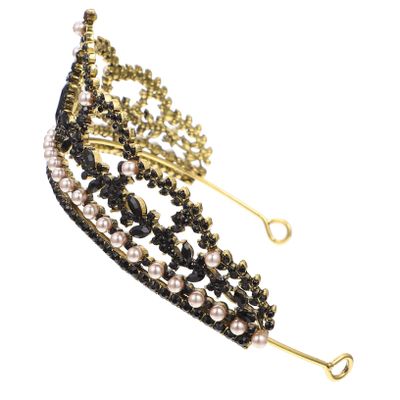 FRCOLOR Metal Rhinestone Crown Headdress for Brides Elegant Handmade Crown Decor for Weddings Birthdays and Proms Vintage Style and Crystals