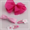 4Pcs Handmade Fabic Ribbon Hair Clip for Girls Hair Accessories - Made in Korea - RIBBONVILL (Hot Pink) view 3