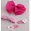4Pcs Handmade Fabic Ribbon Hair Clip for Girls Hair Accessories - Made in Korea - RIBBONVILL (Hot Pink) view 4