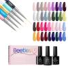 Beetles Gel Polish 36 Colors Nail Set Sparkle Glitter with Gel Polish Nail Art Liner Brushes 5Pcs Set Diamond Application Rhinestone Handle Dotting Drawing Sizes 5 7 9 11 20mm view 1