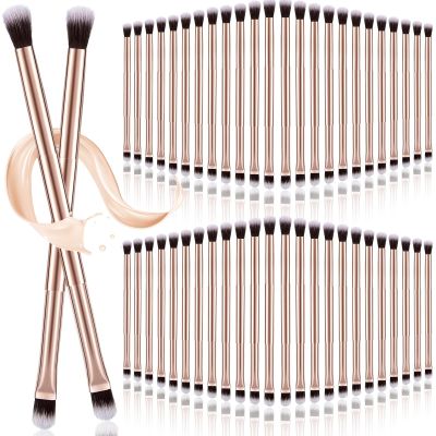 Bokon 50 Pcs Eyeshadow Smudge Brush 2 in 1  2 Double Ended Concealer Brush Under Small Soft Firm Pointed Foundation Makeup Applicator for Blending Eye Shadow Liner
