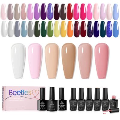 beetles Gel Polish 36 Colors Nail Set Sparkle Glitter with Gel Polish Nail Set 6 Colors Ultimate Monochrome Collection Nude Jelly Transparent Diy Manicure Kit for Women Girls