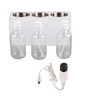 3 Bottle Lotion Warmer, Built in Timer 9 Temperature Setting Mode Gel Warmer, Portable Safe Massage Lotion Warmer, for Massage Oils, Lotions(US)