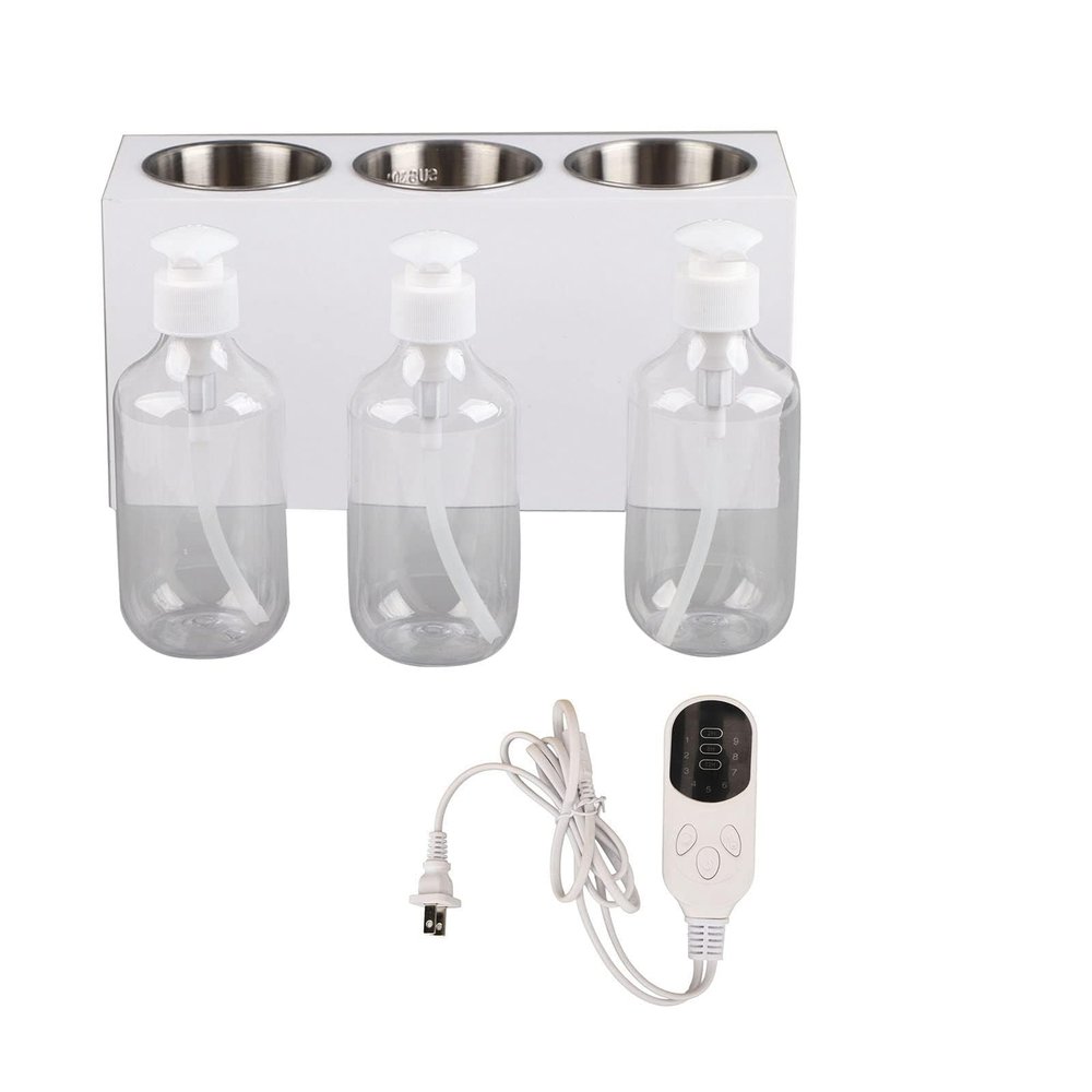 3 Bottle Lotion Warmer, Built in Timer 9 Temperature Setting Mode Gel Warmer, Portable Safe Massage Lotion Warmer, for Massage Oils, Lotions(US)
