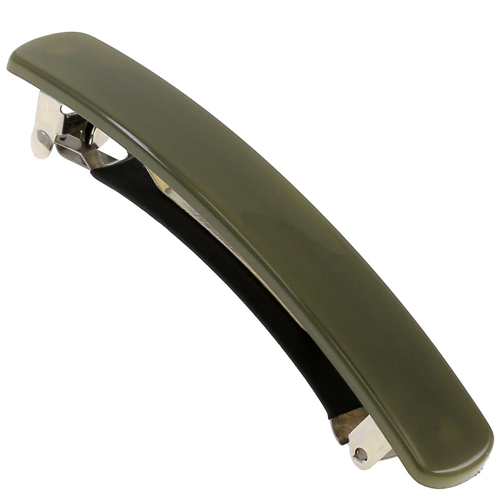 Camila Paris CP3560 French Hair Barrette Clip for Girls, Green Rubberized Metal Clasp, Strong Hold Grip Hair Clips for Women, No Slip Durable Styling Girls Hair Accessories, Made in France
