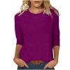 3/4 Length Sleeve Shirts for Women 2025 Casual Summer Blouses Crewneck Floral Printed Cute Tops Loose Fit Pullover view 1